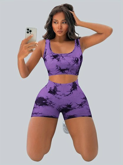Women'S Sports Tie-Dye Seamless Underwear and Shorts Suit
