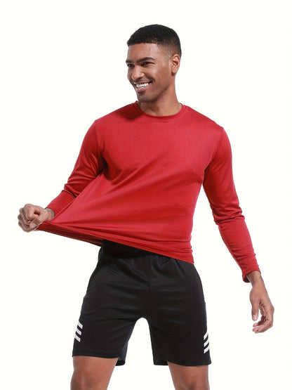 Men's Performance T-Shirt - Crew Neck Long Sleeve Streetwear Style