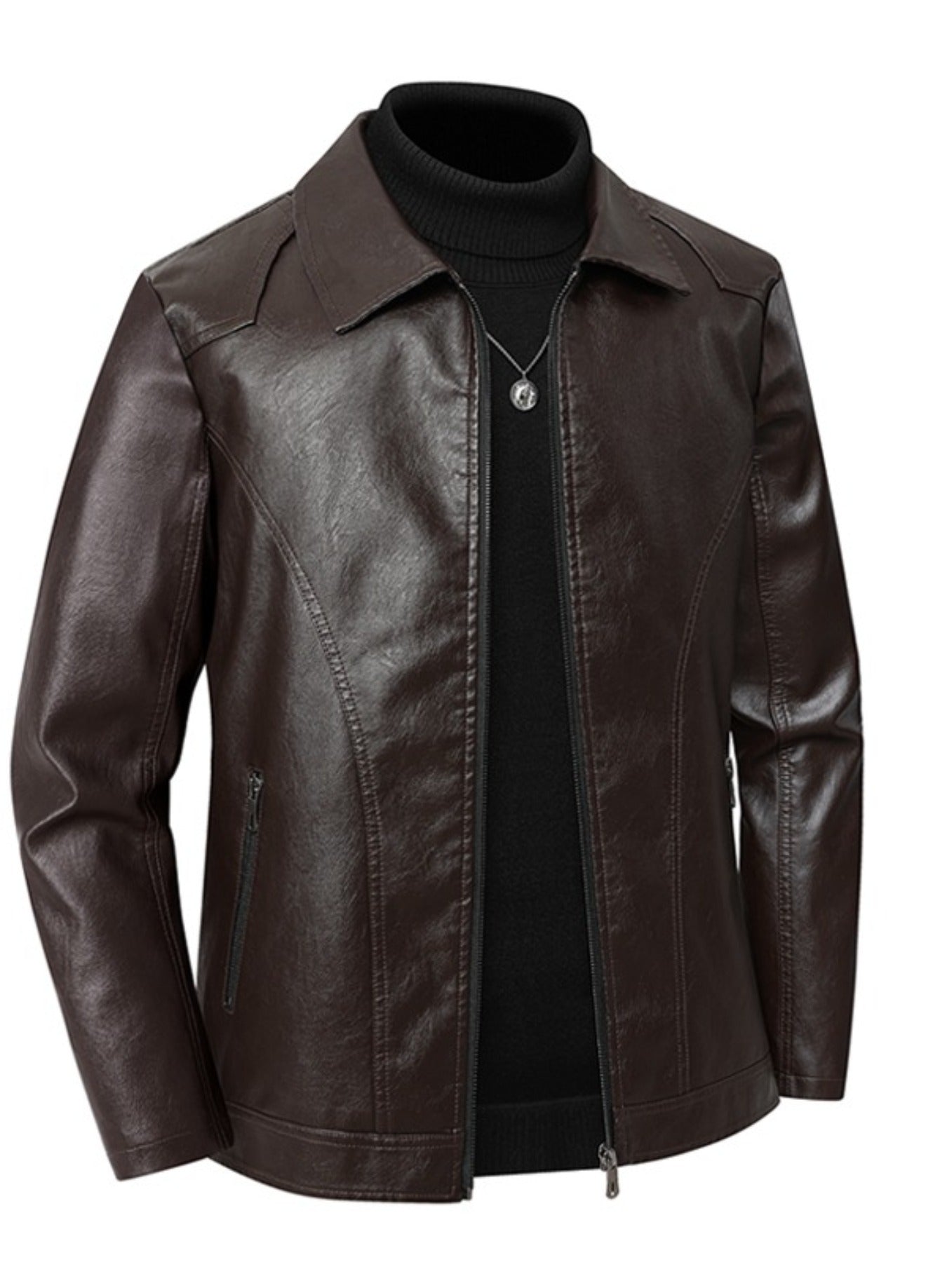 New Men'S Jacket, Stylish And Trendy, with Lapel And Zipper Design, Plus Size