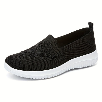 Women'S Breathable Hollow Flat Shoes, Shallow Mouth Flower Solid Color Mesh Shoes, Fashionable Lazy Shoes