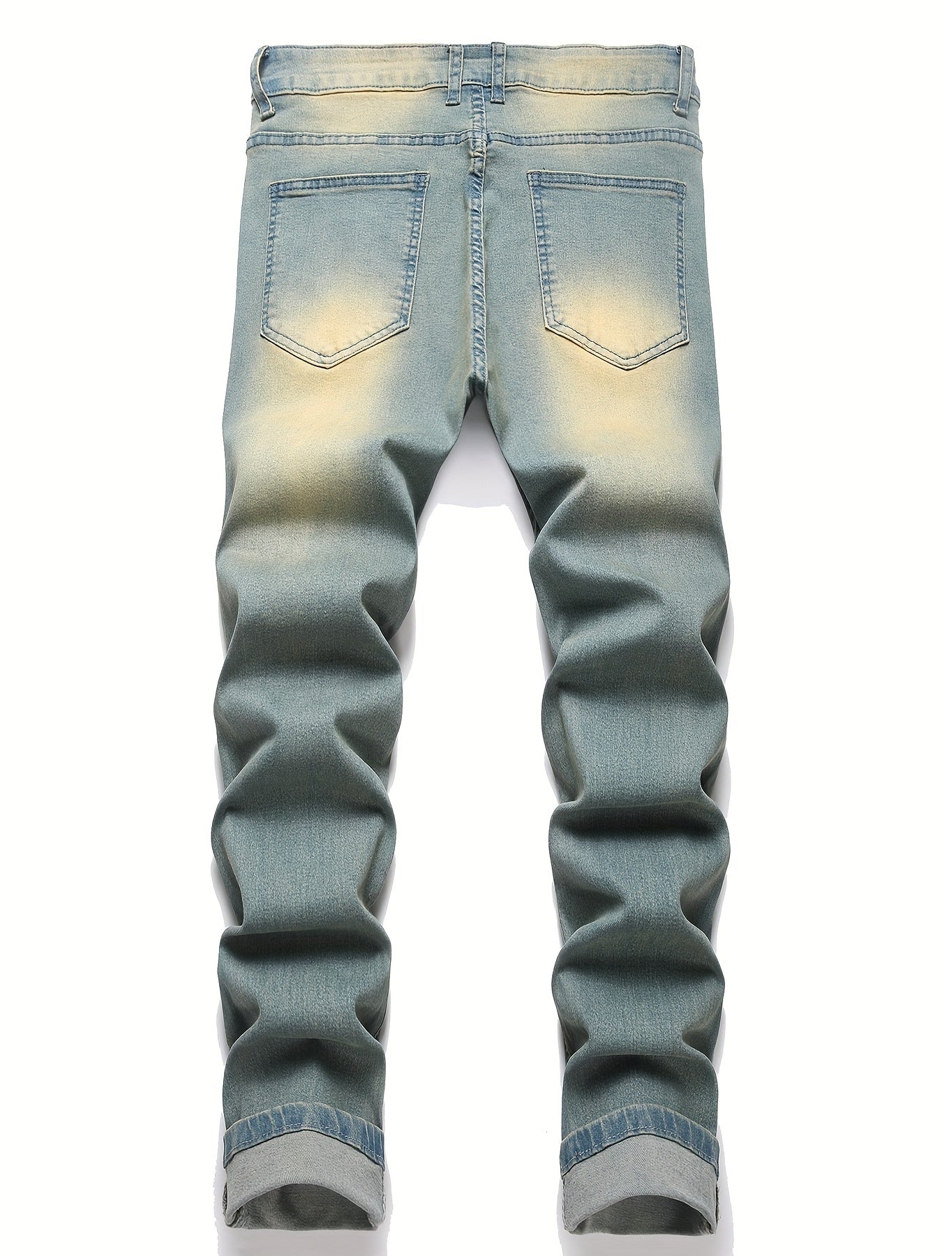 Men's Bright Yellow Denim Floral Graphic Jeans - product view 7