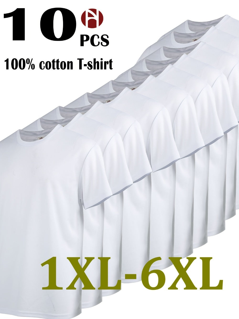 Men's 10-Pack Plus Size Sports T-Shirts - Solid Color Value Pack