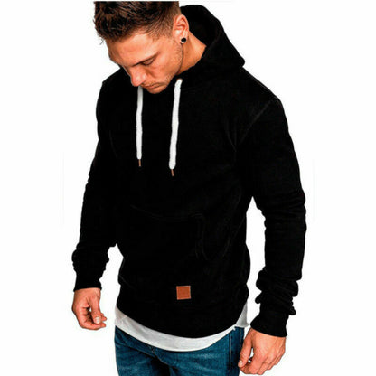 CRAZYHONEY Men Hoodie Casual Hooded Solid Pocket Cup Slim Fit Sweatshirts Pullover Sweater Tops Long Sleeve