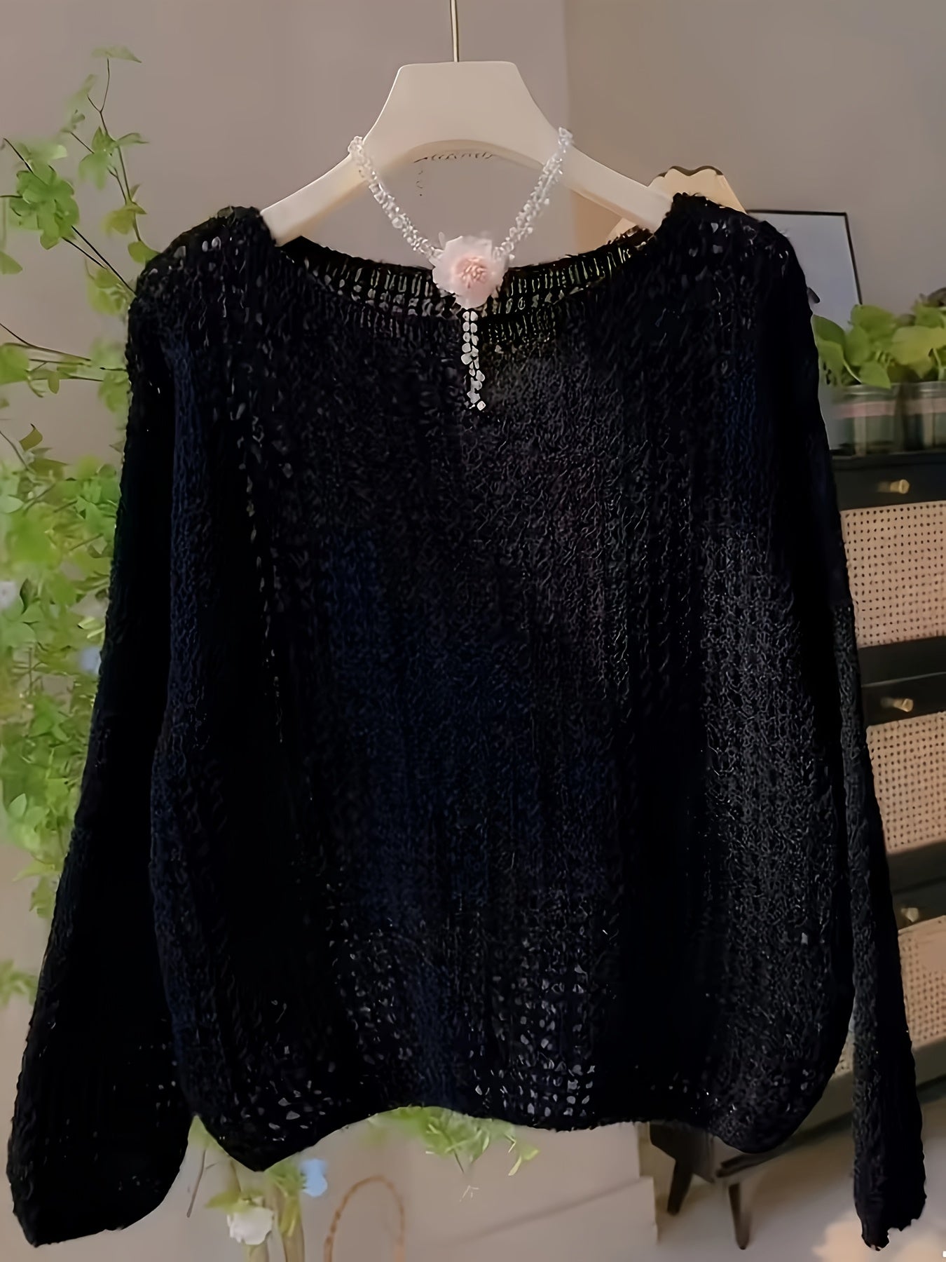 2026 Women'S Hollow Out Sweater Cardigan Long Sleeve Open Front Crochet Cover Up Lightweight Casual Layering Outerwear Soft Top For Spring Fall Winter Resort Wear