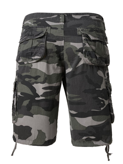 Men's Pure Cotton Washed Camouflage Outer Multi Pocket Workwear Shorts