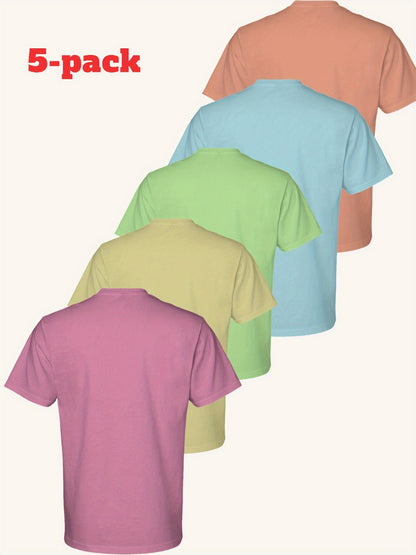 Men's Solid Color T-Shirt - Classic Neck Short Sleeve 079589