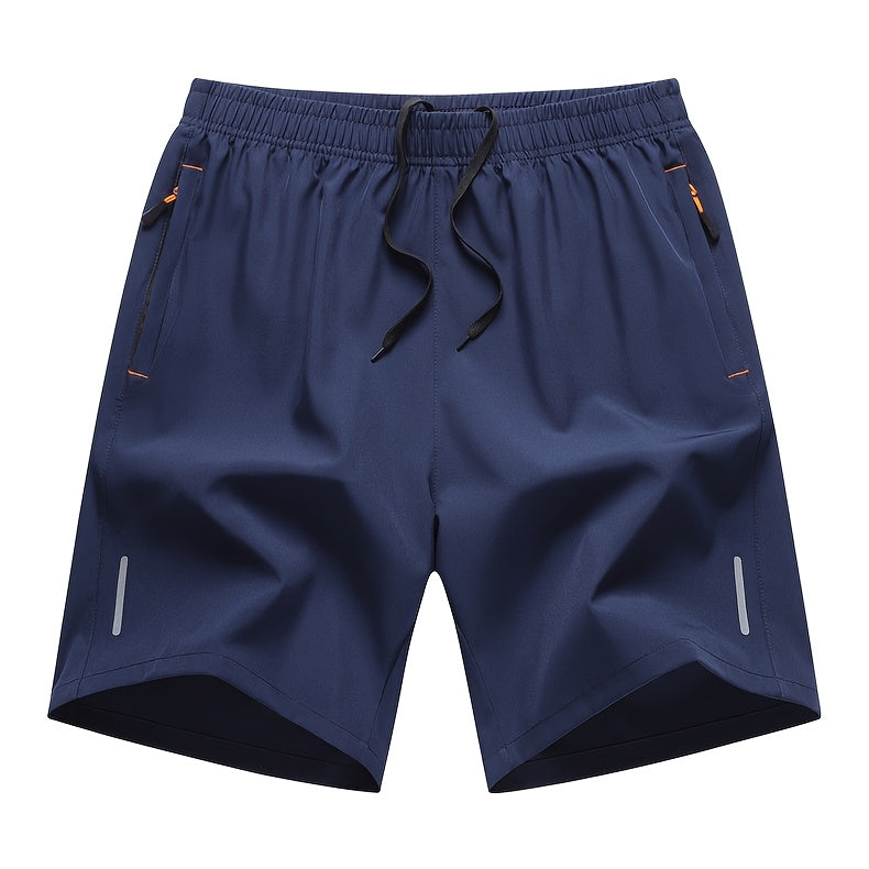 4pcs Men's Summer Sports Shorts, Made of Quick-drying, Lightweight and Breathable Fabric, with Reinforced Zipper Pockets and Drawstrings at the Waist. They Are Light, Comfortable, Casual and Loose, Suitable for Running, Fitness, Cycling, Basketbal
