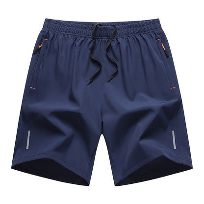 4pcs Men's Summer Sports Shorts, Made of Quick-drying, Lightweight and Breathable Fabric, with Reinforced Zipper Pockets and Drawstrings at the Waist. They Are Light, Comfortable, Casual and Loose, Suitable for Running, Fitness, Cycling, Basketbal