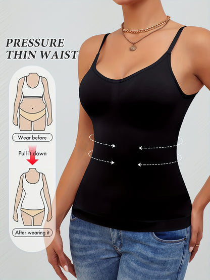 2pcs Women'S Waist Cinching Tank Top, Tight Fitting Waist Cinching Body Shaping Sleeveless Top With Adjustable Shoulder Straps, Body Shaping Tank Top