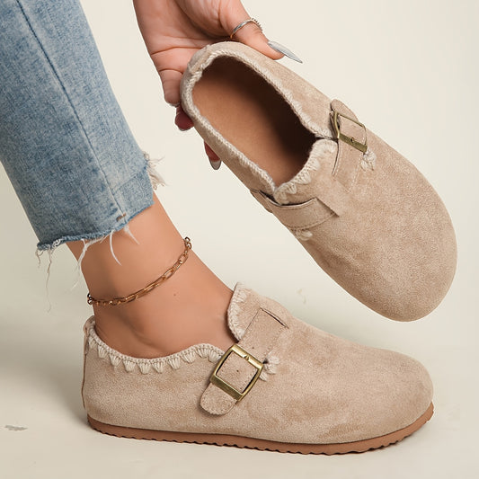 Women's Lightweight And Breathable Casual Shoes - Women's Mary Jane Flats, Retro Round-Toe Flat Shoes with Buckle Closure, Solid Color Textured PU Upper, Cushioned Insole, Rubber Sole, Comfortable Flats for Casual Semi-Formal Wear, All-Season