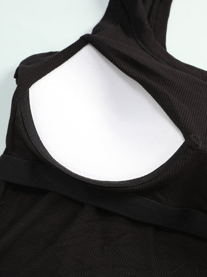 2pcs Seamless U-back Textured Vests with Built-in Bra Design, Solid Color Slim-fit Basic Style, Suitable for Year-round Layering, Versatile from Underwear to Outerwear