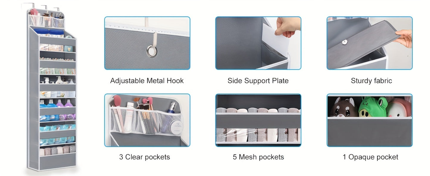 Over Door Hanging Organizer, No Tilt Closet Organizer for Diaper Kids Shoes Over Door Storage Organizer with 6 Large Capacity Pockets for Essentials Nursery Bedroom Bathroom