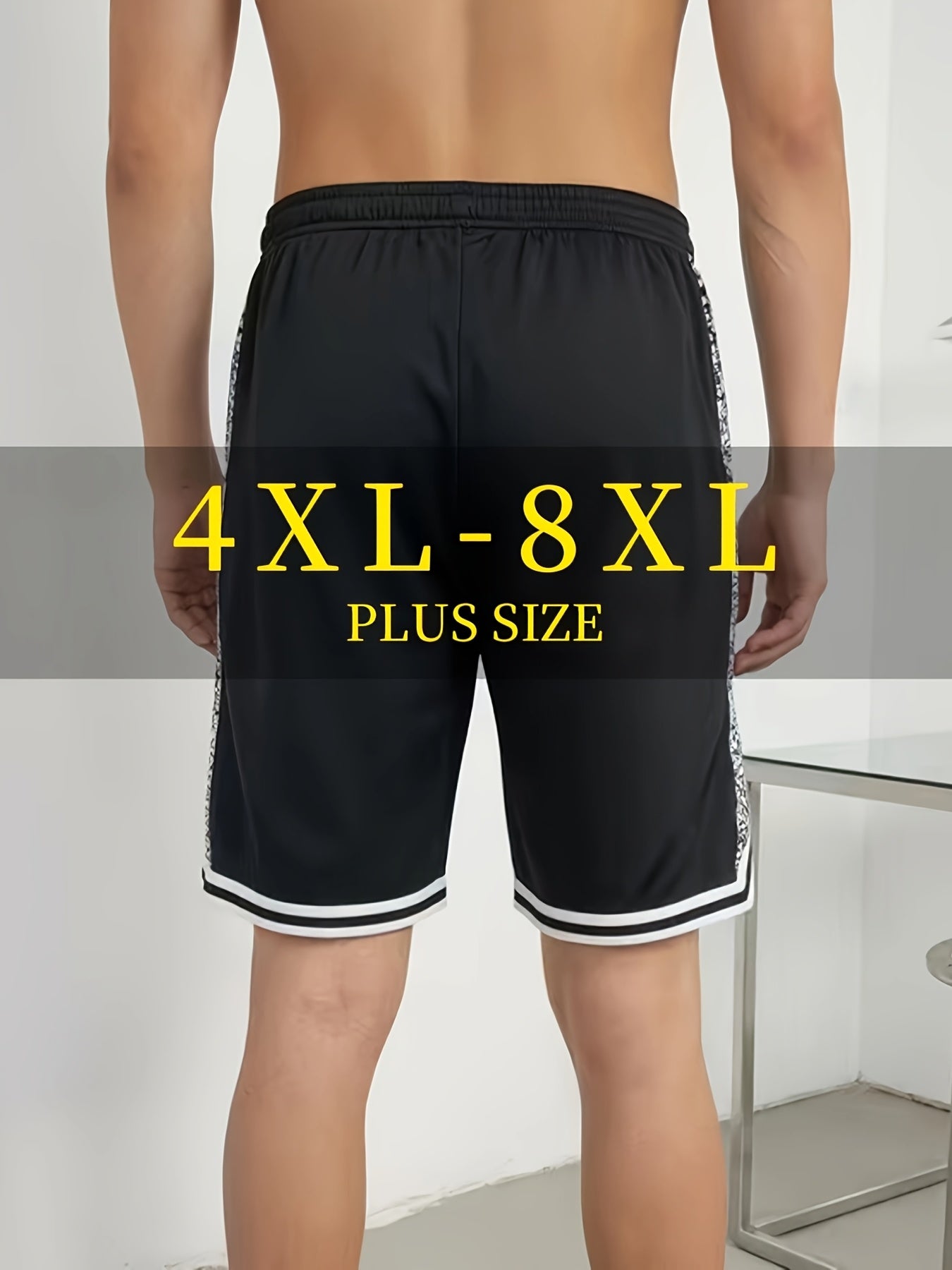 Men's Plus Size Summer Shorts | Striped And Side Coconut Pattern Embroidery, Fashionable And Versatile for Street, Sports, Casual Wear, PLUS SIZE