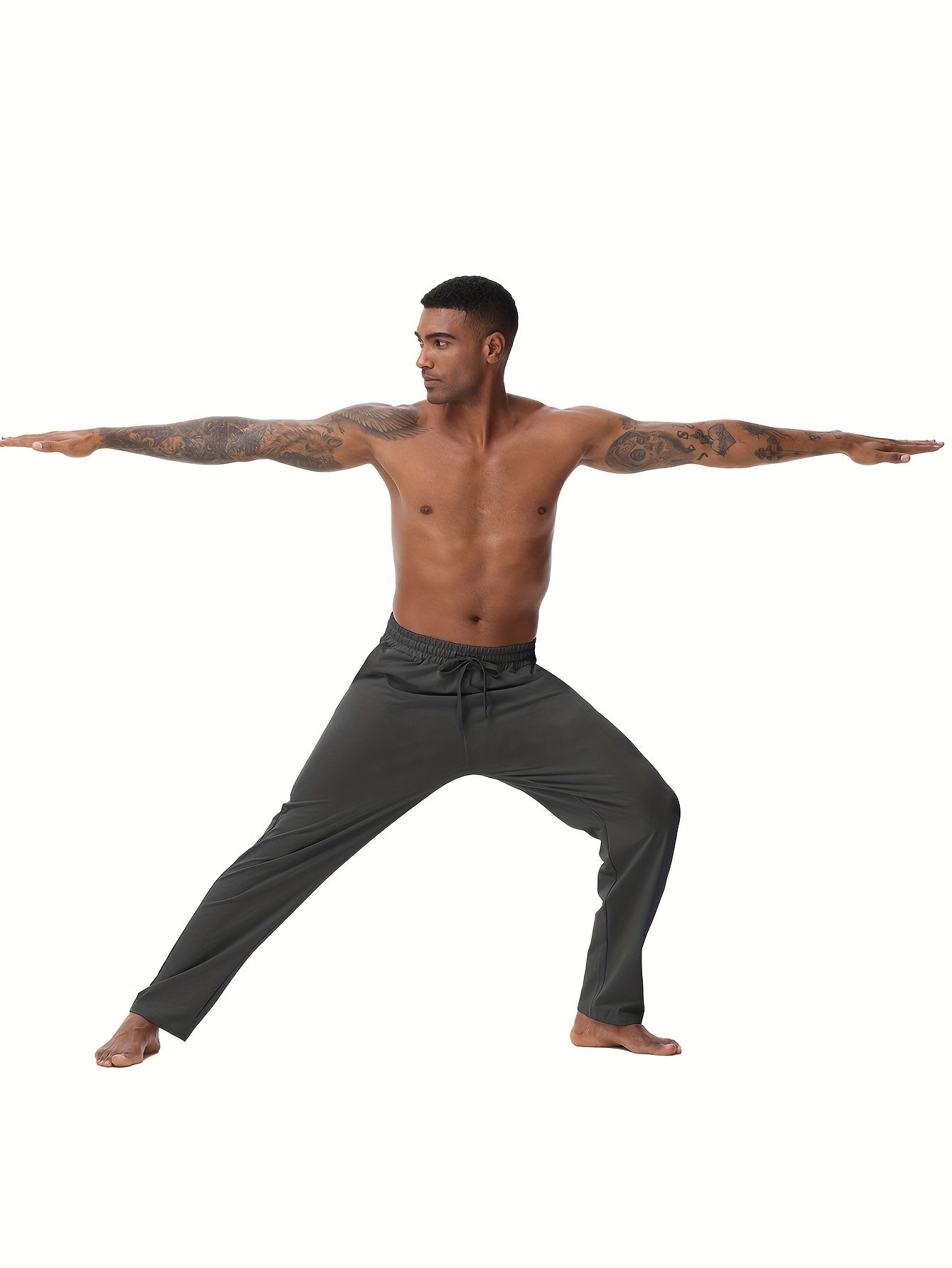 EXARUS Men'S Yoga Sweatpants Set - 2pcs, Athletic Lounge Pants with Open Bottom Straight Leg And Pockets