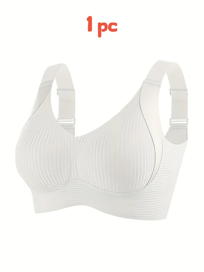 1/2Women's Seamless Wireless Bra - Comfortable, Thin Design, Suitable for Chest Sizes, Full Coverage, Anti Sagging Lifting, Black, Collar Style, Nylon Material, Hand Wash Or Dry Clean, Collar Bra | Smooth Silhouette | Elastic Nylon Fabric