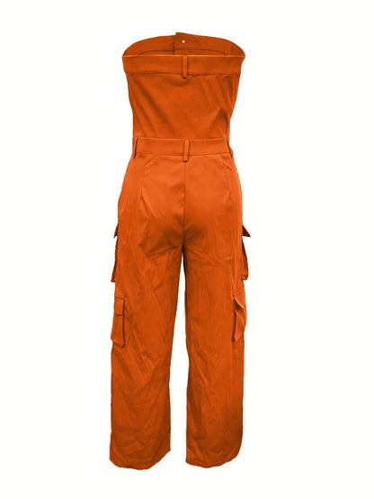 Ladies Tube Top One-piece Suit Pants, Women'S Strapless One-piece Suit With Pants, Summer And Spring Casual Sexy Women'S Dress Pants, Women'S Clothing Set