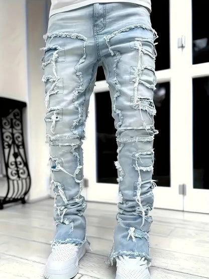 Men's Slim Fit Jeans - Classic Wash Distressed Everyday 377189