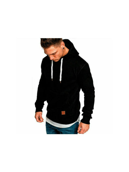 CRAZYHONEY Men Hoodie Casual Hooded Solid Pocket Cup Slim Fit Sweatshirts Pullover Sweater Tops Long Sleeve