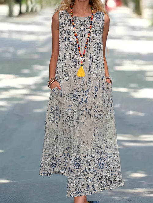 Fashionable New  Ethnic Style Printed Casual Vest Dress