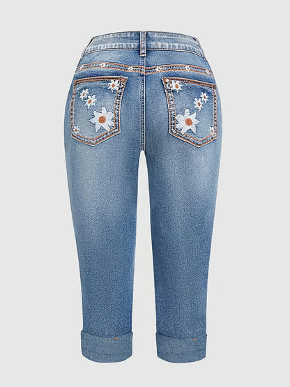 [ALSSRO]Women'S Casual And Simple Denim Mid-length Pants, Retro And Trendy, Versatile For More Occasions, Mid-waist Stretch And Figure-hugging To Show Off The Figure, YKK Zipper, Spring And Summer Casual And Fashionable Denim Seven-inch Pants