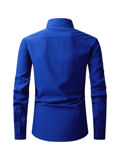 Men's Regular Fit Casual Button Shirts Long Sleeve Stretch Breathable Wrinkle Resistant Solid Work Weekend Wear