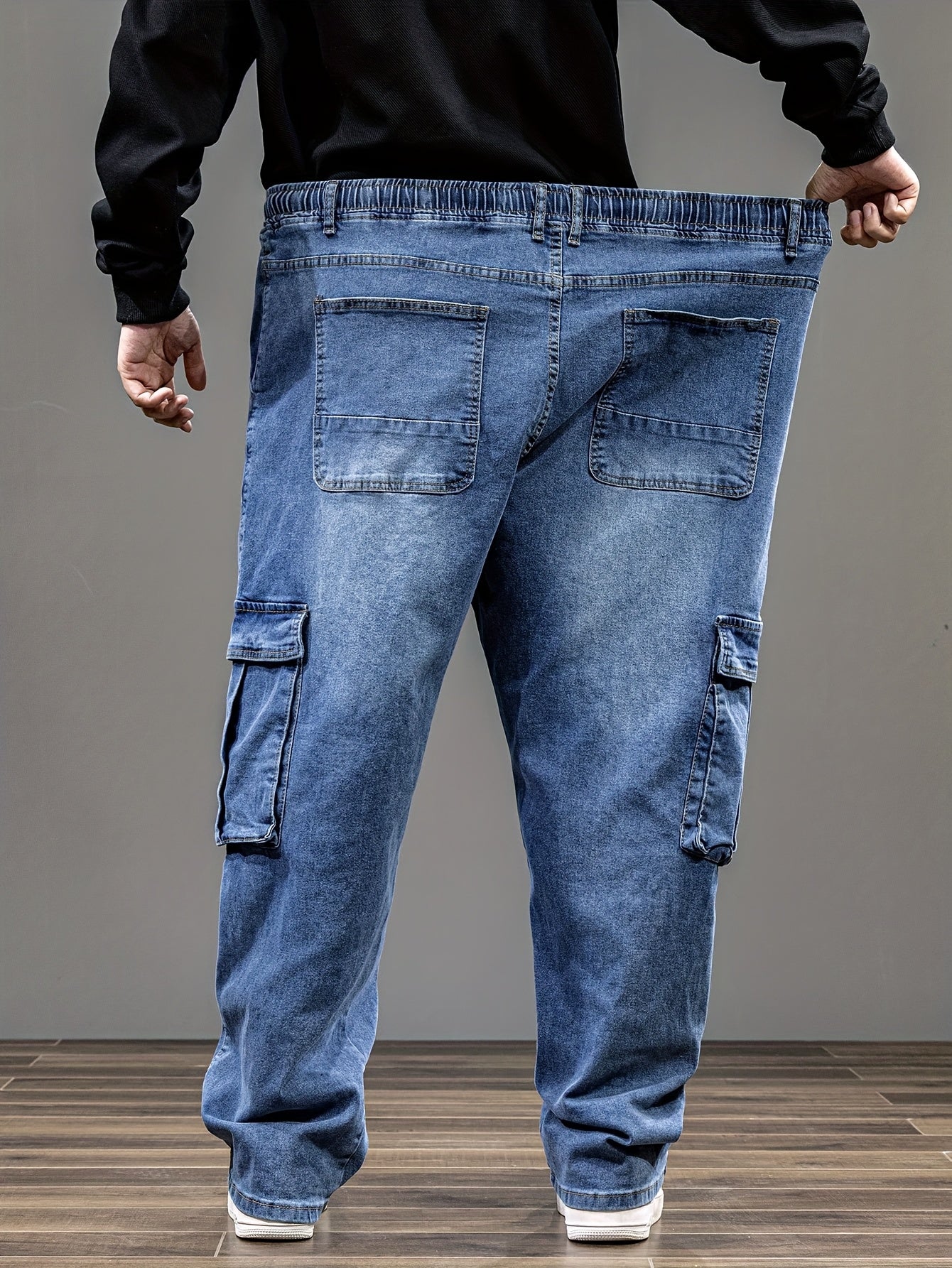 9XL Men'S Baggy Work Jeans Featuring an Elastic Waist, High Stretch, And Various Designs, Suitable for Plus Sizes And Oversized Fits