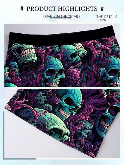 8pcs Men's Graffiti and Game Controller Boxer Briefs- Breathable Quick-Dry Polyester Fiber, Medium Elasticity, Random Camouflage Print for Home, Swimming, and Casual Wear, Playful Pattern Boxer Briefs|Comfortable and Well-fitting Boxer Shorts