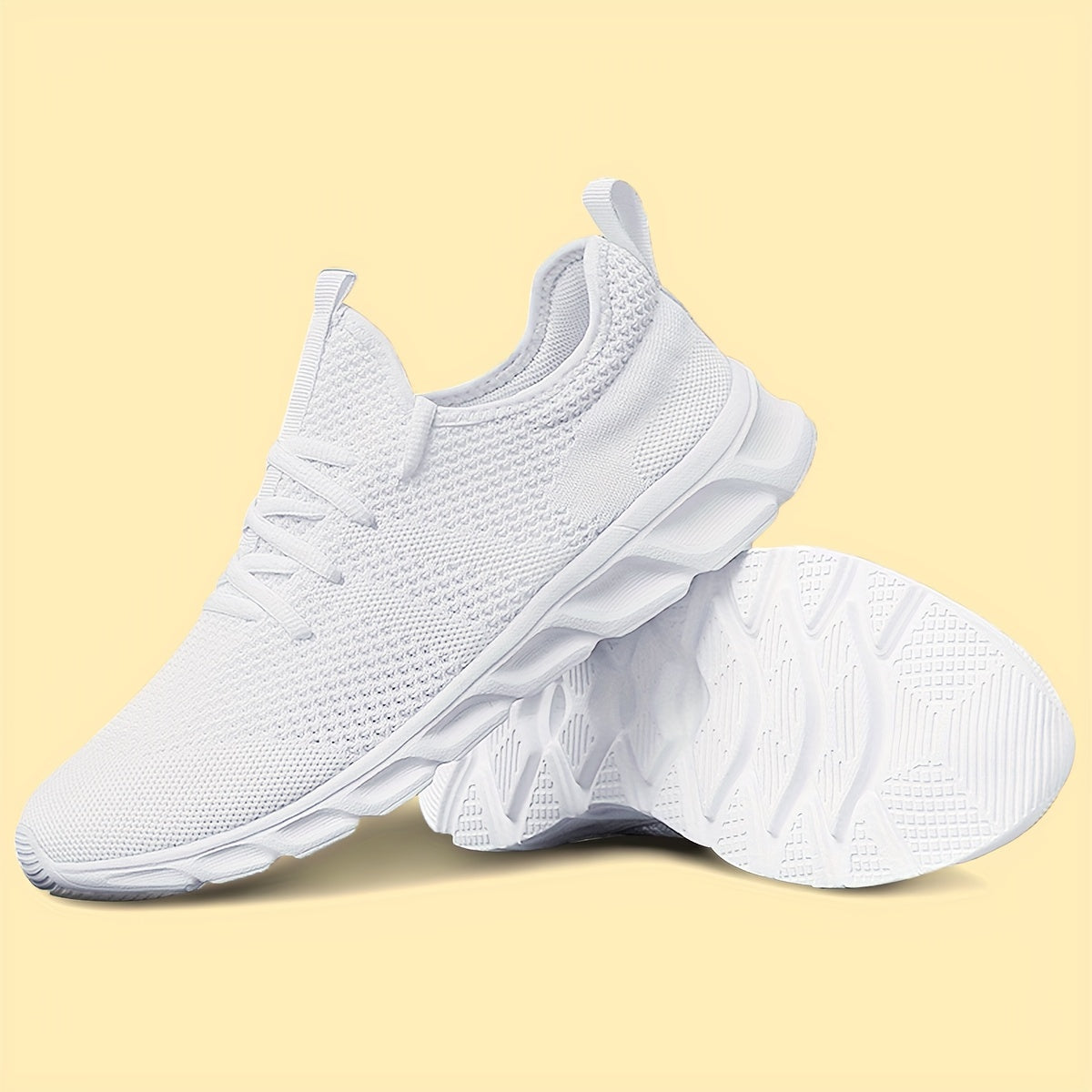 [Lightweight | Breathable] Lightweight Breathable Men's EVA Sole Running Shoes | White Low-Top Casual Sneakers with Round Toe Design | All-Season Outdoor Walking Shoes for Gym, Travel & Daily Wear