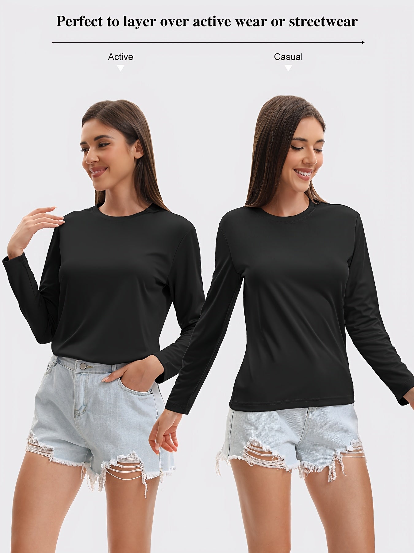 5pcs Women's Quick-drying And Breathable Long-sleeved T-shirt Set, Basic Base Layer for Training, Moisture-wicking, Women's S Tops, Suitable for Casual Attire.