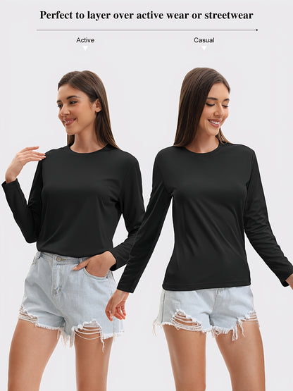 5pcs Women's Quick-drying And Breathable Long-sleeved T-shirt Set, Basic Base Layer for Training, Moisture-wicking, Women's S Tops, Suitable for Casual Attire.
