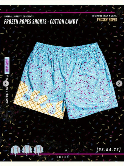 Youth Ice Cream Breathable Mesh Athletic Shorts with Elastic Waistband, Lightweight Summer Gym Shorts
