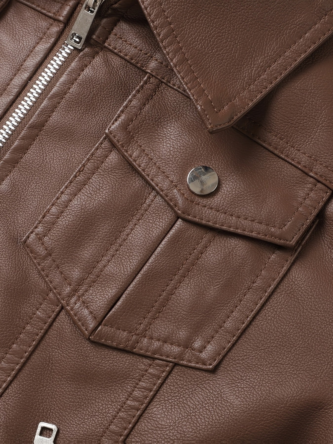 Women's Hooded PU Leather Jacket, Classic Slim-Fit Biker Style with Detachable Hood, Full-Zip PU Leather Coat with Multiple Pockets, Warm Windproof Outerwear for Spring, Fall & Winter Casual & Daily Outfits