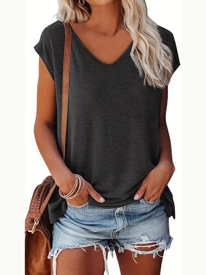 [3pcs V-Neck Vests] 3pcs Solid-Color V-Neck Vests, Casual Vests for Spring And Summer, Women's Wear