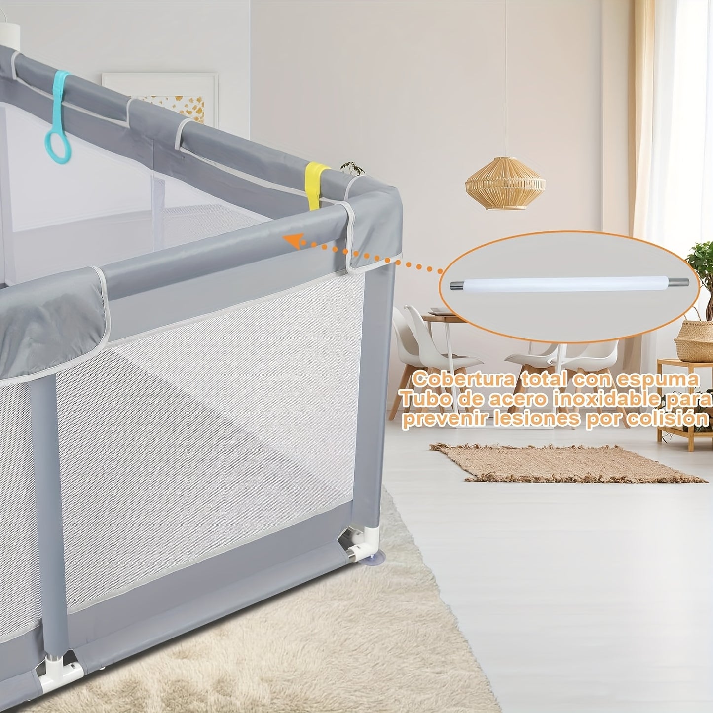 Large Baby Playpen, Baby Playard for Babies And Toddlers, Baby Fence Play Pens for Indoor & Outdoor, Sturdy Safety Play Yard with Soft Breathable Mesh, Anti-Fall, Grey