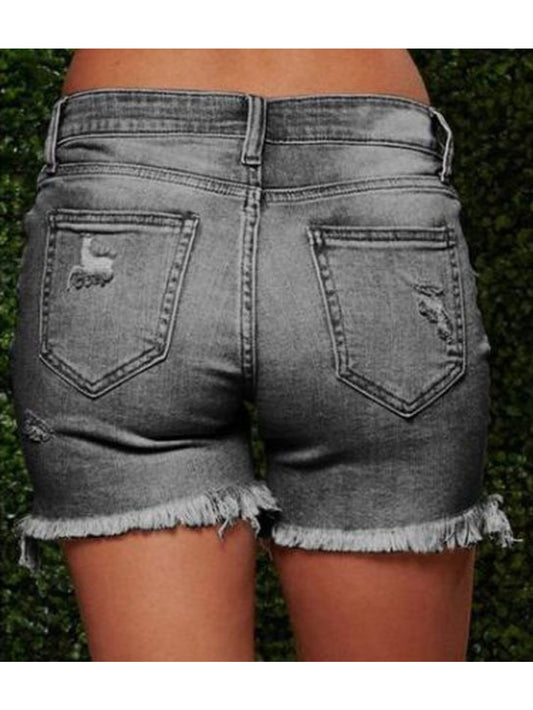 Women'S Distressed Denim Shorts: Featuring a Frayed Hem, High Waist, Slim Fit, Stylish & Trendy, Ideal for Summer, Eye-Catching Design!