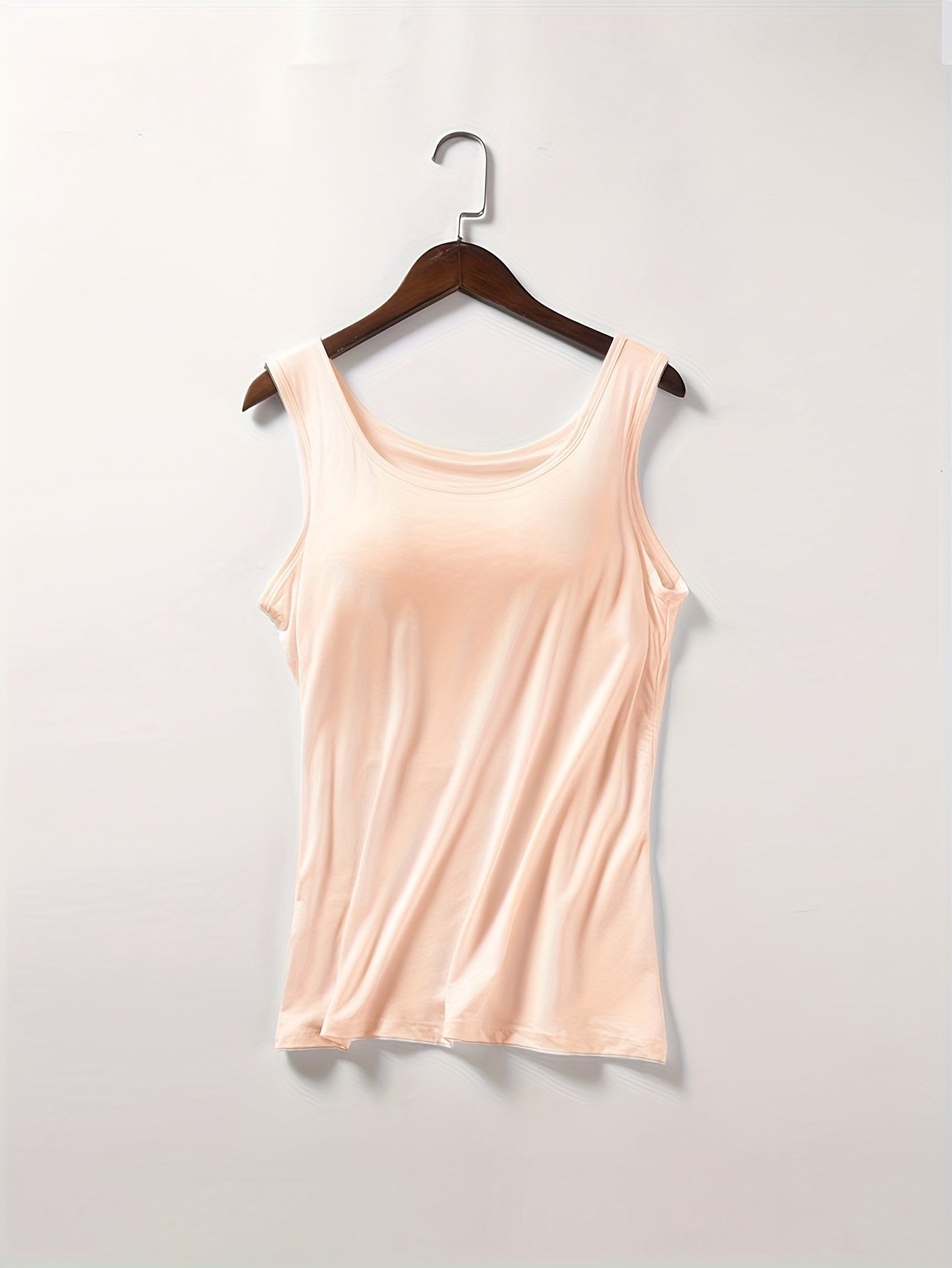 3pcs Pack Women's Vest, Built-in Bra, Seamless Design, Yoga And Casual Layering Undershirt, Layering Base - Suitable for Summer, Vacation, Beach Party Outerwear Solid Colors, Black & Pink & Apricot