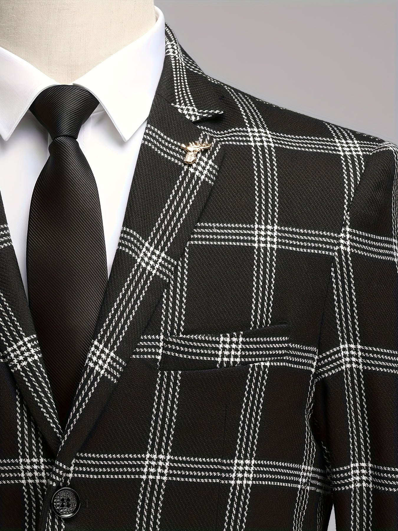 The Latest Men's Plaid Suit Two-piece Four-season Men's Size Slim-fit Two-piece Wedding Banquet Dress Business Casual