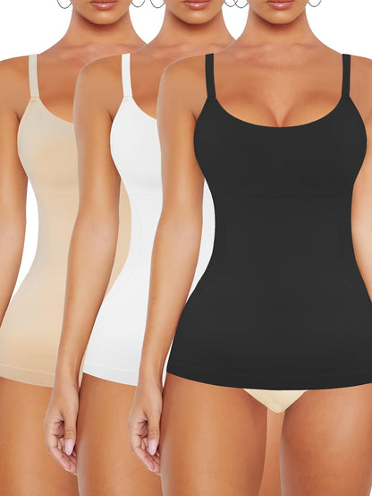 3pcs-Womens Shapewear for Women Tummy Control Tank Top Body Shaper Seamless Compression Camisole Tops, Suitable for Daily Outfits, Shopping, Dates, Parties, And Various Festival