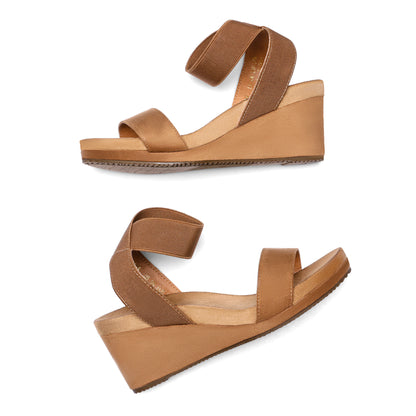 Womens Open Toe Elastic Ankle Strap Platform Wedge Sandal, Comfortable Versatile for everyday wear, meeting friends, running errands, and other occasions with wrap dresses, jeans, skirts, shorts, jumpsuits