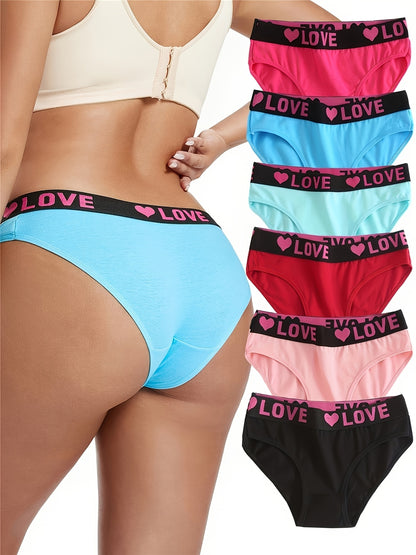 6 Seamless Letter Printed Color Blocked Triangle Pants, Sexy, Comfortable, Breathable And Elastic Underwear, Women's Underwear And Underwear