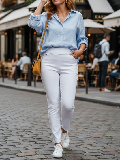 Plus Size - Plus Size - Women Pull on Pant with Silver During Super Stretch Soft Millennium Fabric to Work Ankle Pant