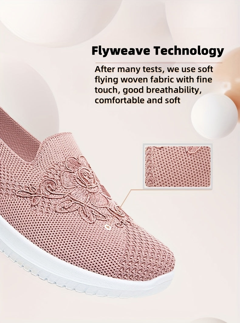 Women'S Breathable Hollow Flat Shoes, Shallow Mouth Flower Solid Color Mesh Shoes, Fashionable Lazy Shoes