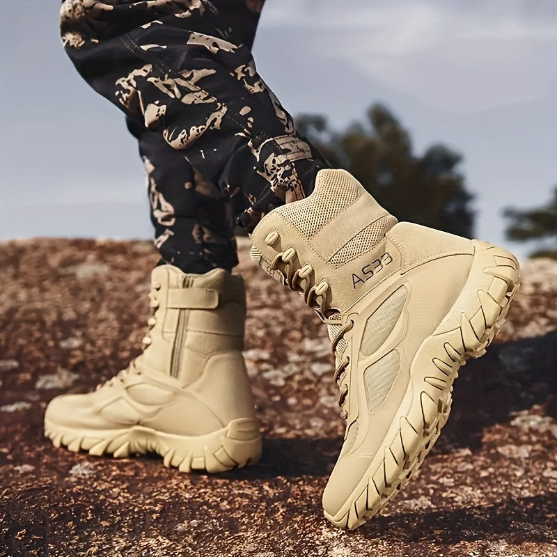 AIMINI Men's Tactical Hiking Boots - All-Season High-Ankle with Abrasion-Resistant  Upper, Reinforced Stitching & Rubber Sole for Outdoor, Camping, Jogging, Running, Rugged Terrain - /Civilian Footwear