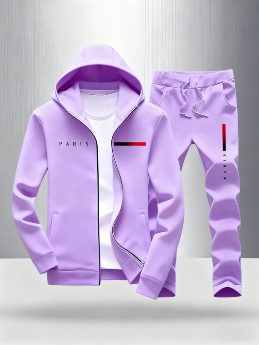 2pcs Suit. Men's Casual Sports Hooded Jacket and Trousers with 3D Printing Pattern, Suitable for Outdoor Sports and Fitness, Multi-color Optional, Suitable for All Seasons