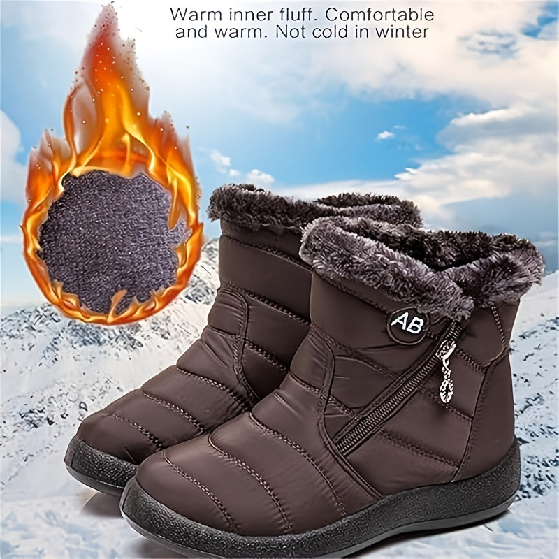 Women'S Snow Boots Winter faux fur Lined Ankle Boots Ladies Side Zipper Warm Lightweight Booties Outdoor Anti-Slip Walking Boots, Women Shoes