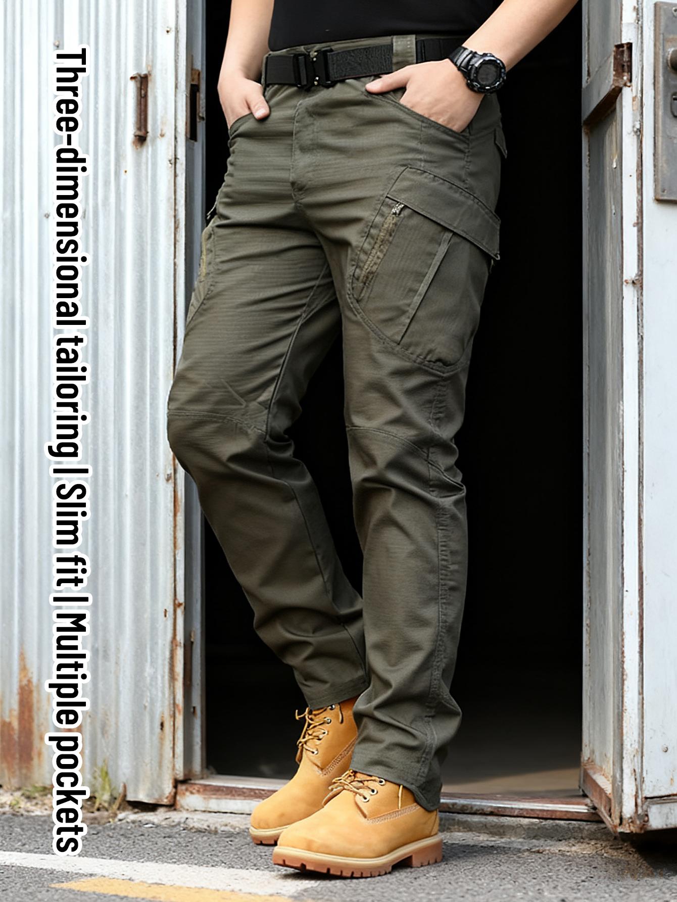 IX9 Men's Outdoor Tactical Overalls- Quick-drying, Breathable, Tear-resistant Outdoor Work Pants and Camping Trousers with Multi-pocket Design, Slim Fit and 3D Tailoring for Climbing, Camping, Hiking, Fishing- All-season Casual Wear