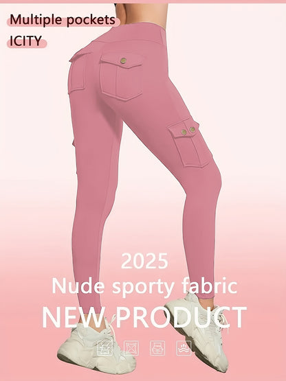 One-piece - Four-season Style Women'S Fashionable Work Pants With Pockets, Flares The Hips And Slims The Figure. Suitable For, Outdoor Leisure. Multi-pocket Ankle-length Pants, Casual Women'S Wear, Summer Women'S Wear. Available In Five Colors