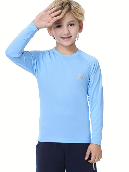 2pcs/Set Boys And Teenagers Round Neck Suit Quick Dry Fishing Running Swimming Polyester Clothes Two-Piece Basic Style Boys Clothes for Summer Outdoor Activities, for Outdoor