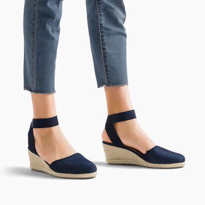Women's Elastic Ankle Strap Espadrilles Wedge Pump Sandals