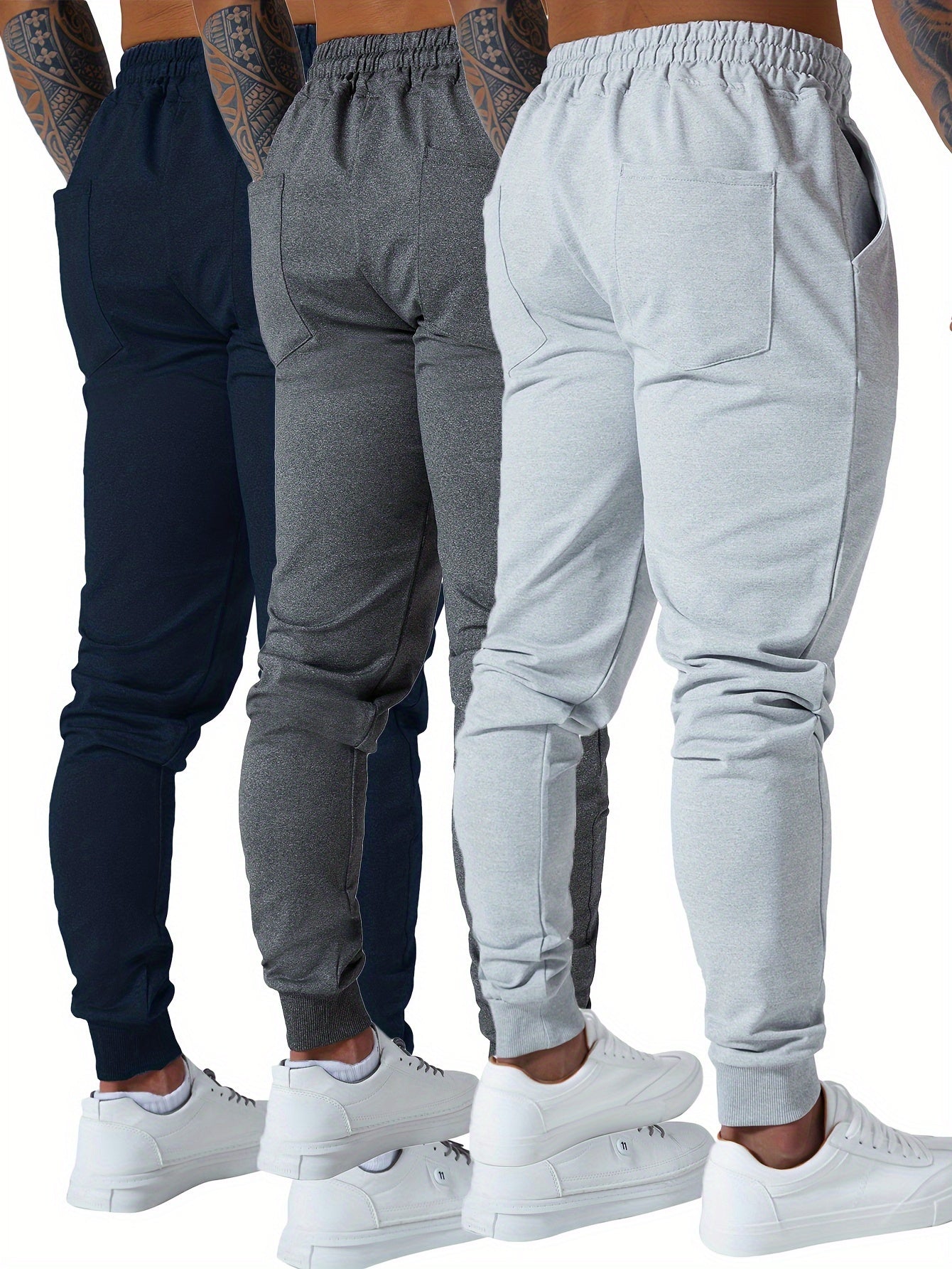 Set of 3 Men'S Athletic Joggers, Stylish Sweatpants for Sports
